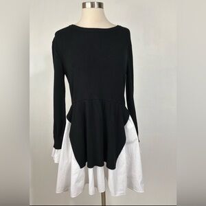 English Factory Poplin Knit Mini Dress in Black & White